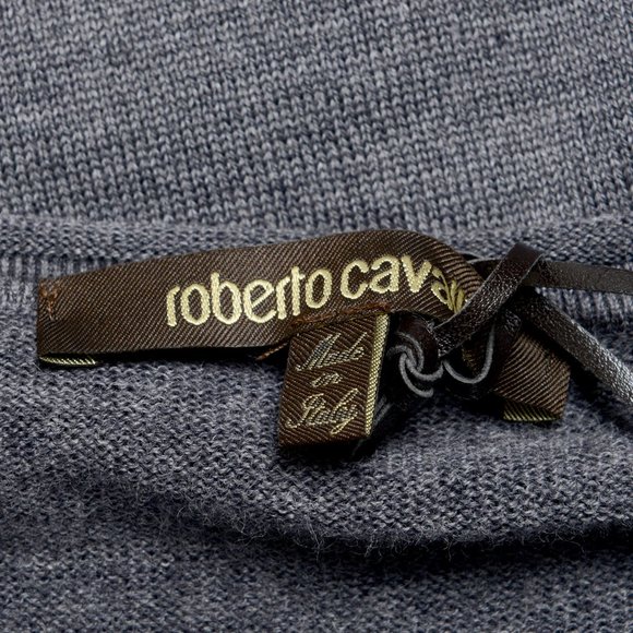 Roberto Cavalli 100% Wool Gray Crewneck Sweater - Picture 6 of 6